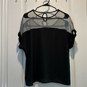 SHEIN Black Boxy Tee with Sheer Top